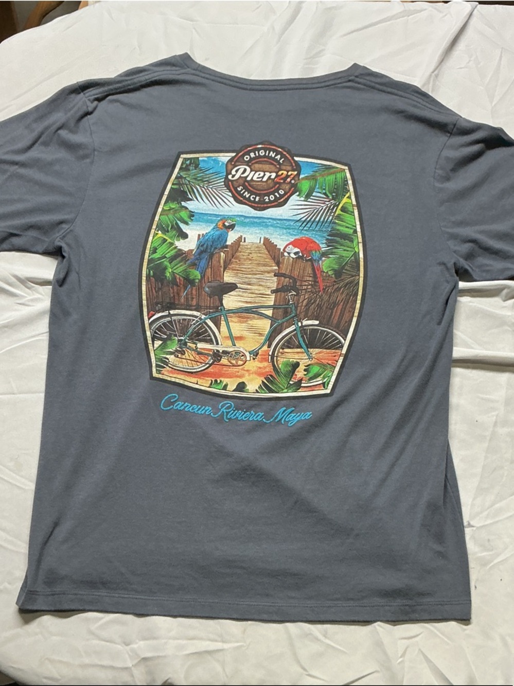Pier 27 Cancun Riviera Maya Graphic Tee - Gray Sz XL 1027